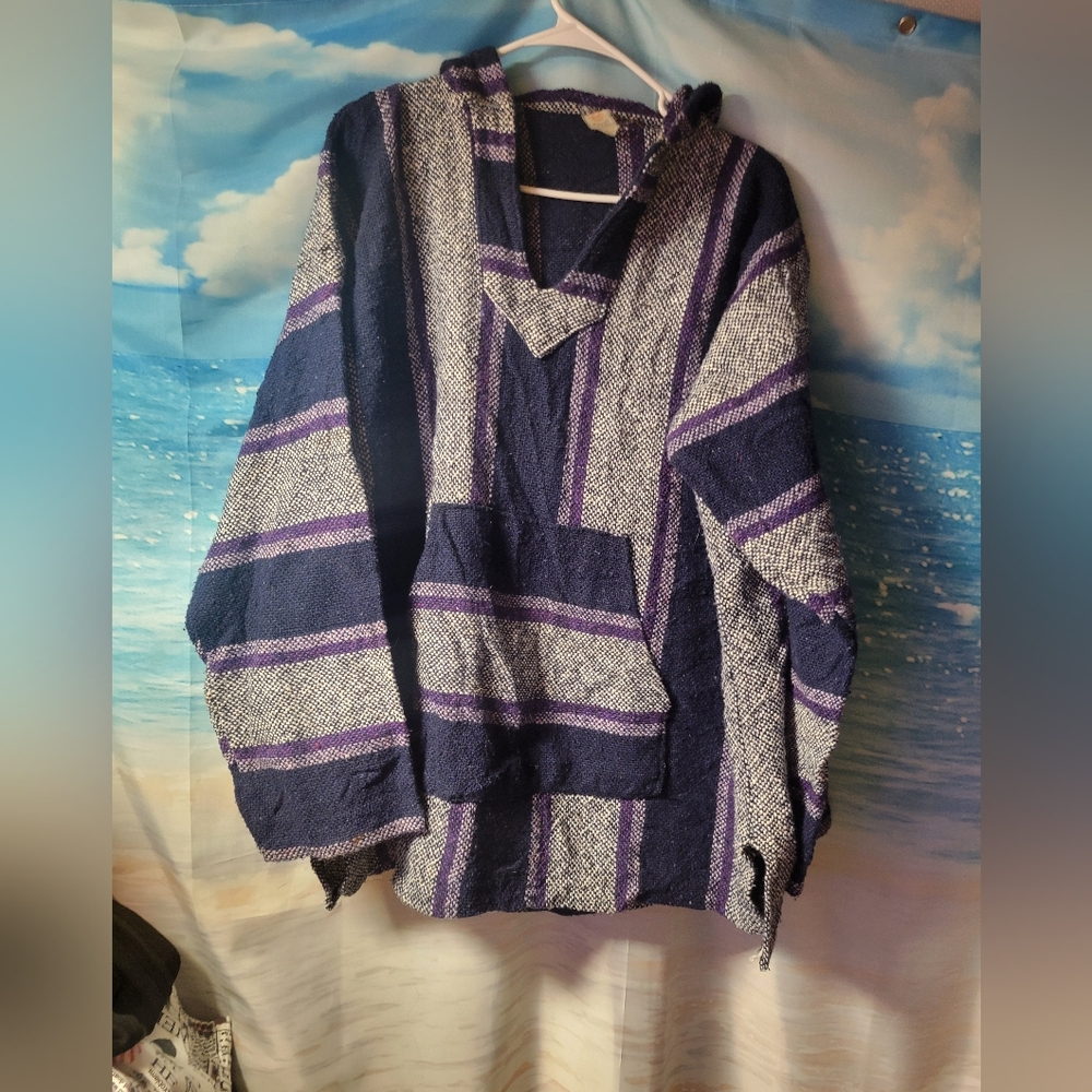 90s Vintage mexican poncho hoodie size XL.